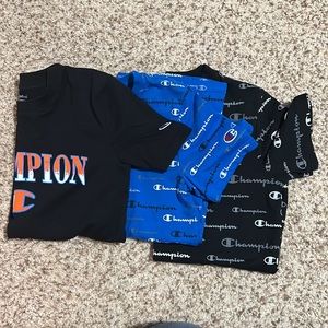 Lot of three Champion t-shirts in great condition, size YM and YL.